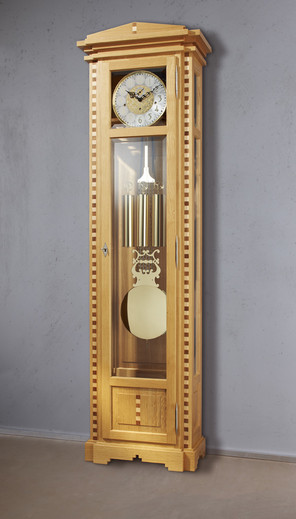 German Grandfather Clock "Hamburg", solid oak, basic version