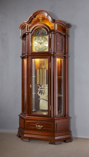 German Grandfather Clock "Mannheim", solid nut tree